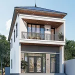 Góc nghiêng mẫu nhà 2 tầng mái Nhật hiện đại mặt tiền 6m tại Thanh Hóa