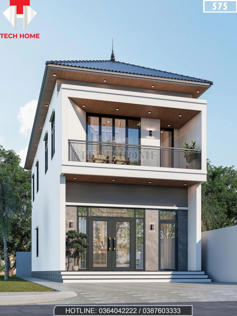 Góc nghiêng mẫu nhà 2 tầng mái Nhật hiện đại mặt tiền 6m tại Thanh Hóa