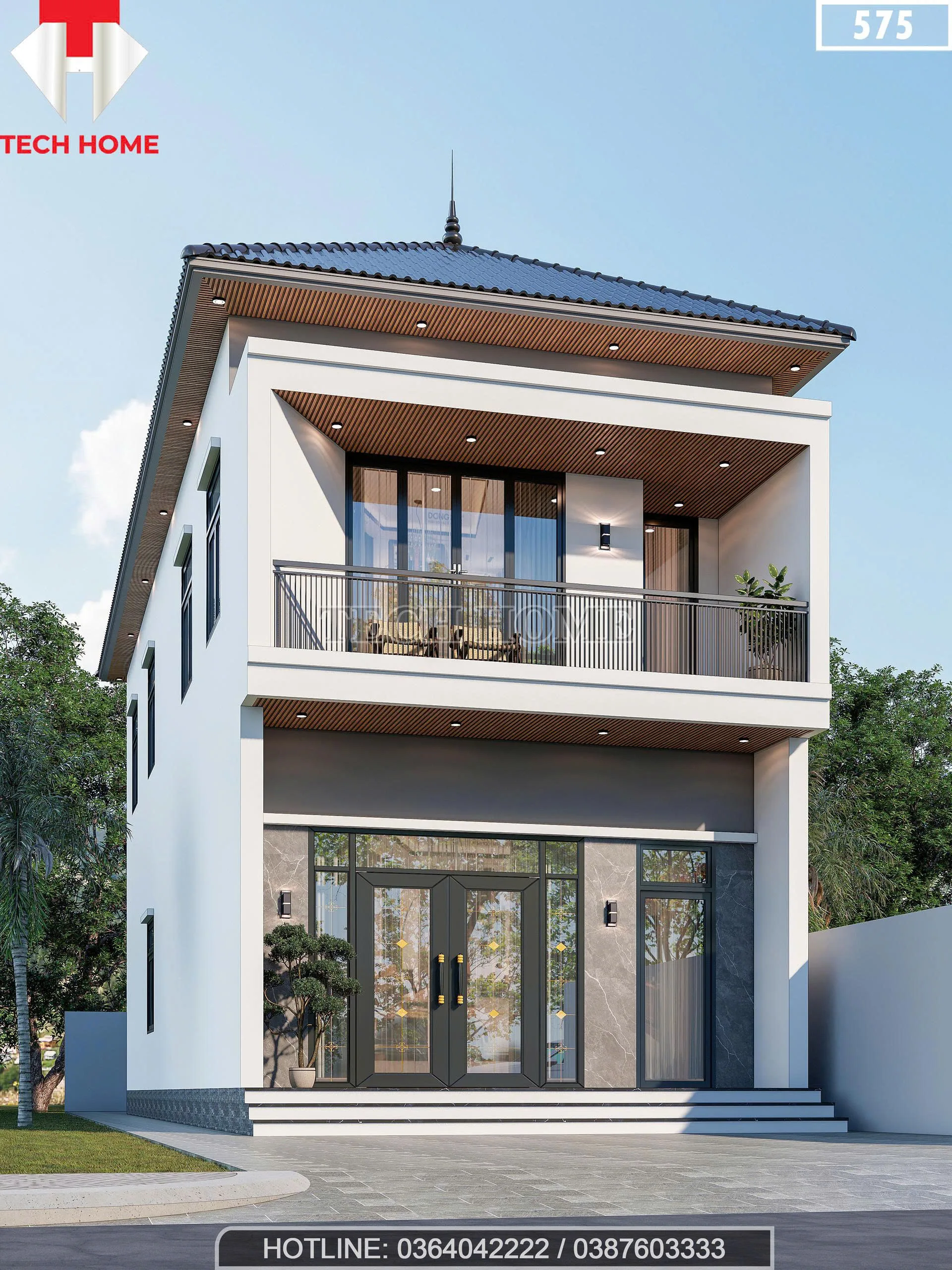 Góc nghiêng mẫu nhà 2 tầng mái Nhật hiện đại mặt tiền 6m tại Thanh Hóa