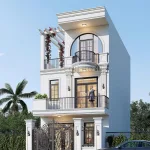 Góc nghiêng mẫu nhà 3 tầng đẹp phong cách Tân cổ điển