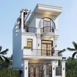 Góc nghiêng mẫu nhà 3 tầng đẹp phong cách Tân cổ điển