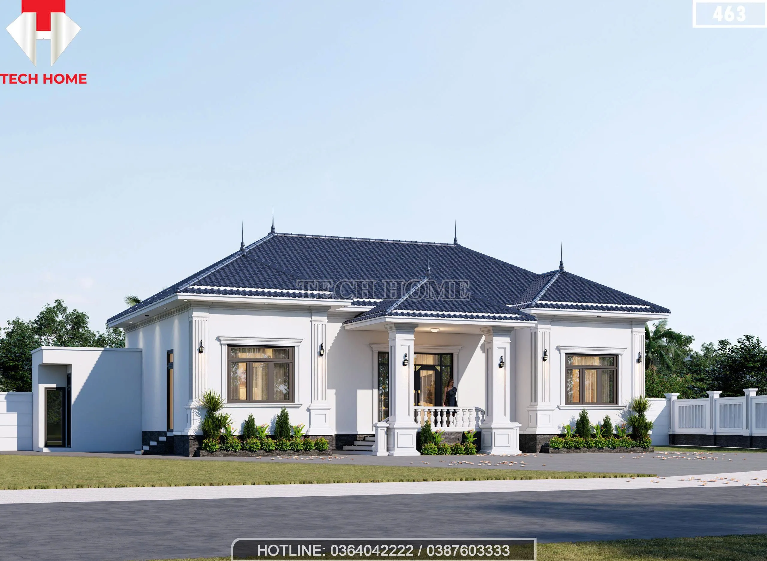 Góc nghiêng mẫu nhà mái Nhật 1 tầng 3 phòng ngủ