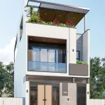 Góc nghiêng mẫu nhà phố 2 tầng 1 tum hiện đại
