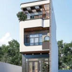 Góc nghiêng mẫu thiết kế nhà phố 3 tầng phong cách hiện đại với không gian mở