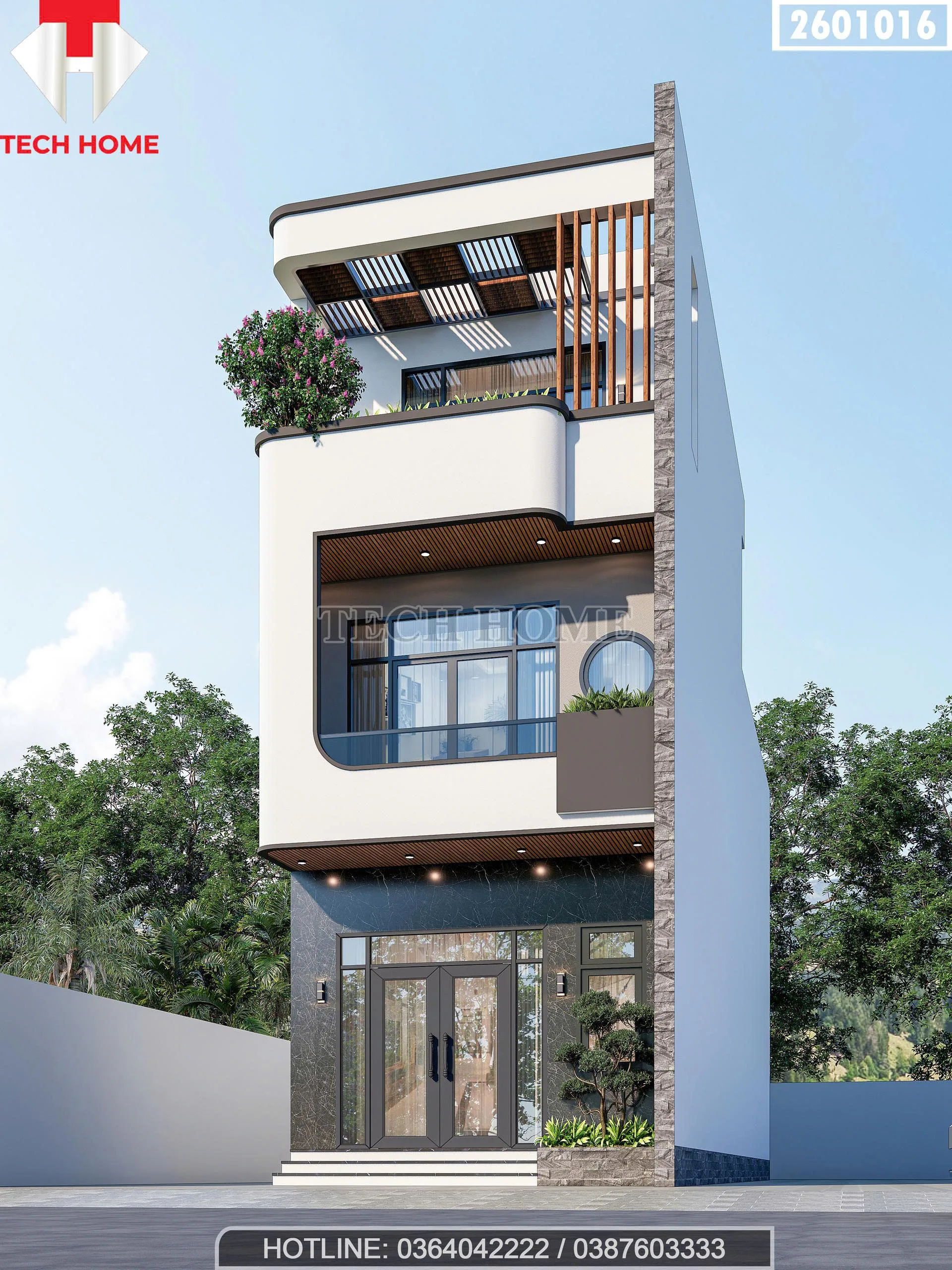 Góc nghiêng mẫu thiết kế nhà phố 3 tầng phong cách hiện đại với không gian mở 