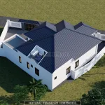 Tổng thể mặt sau mẫu nhà cấp 4 mái Nhật hiện đại