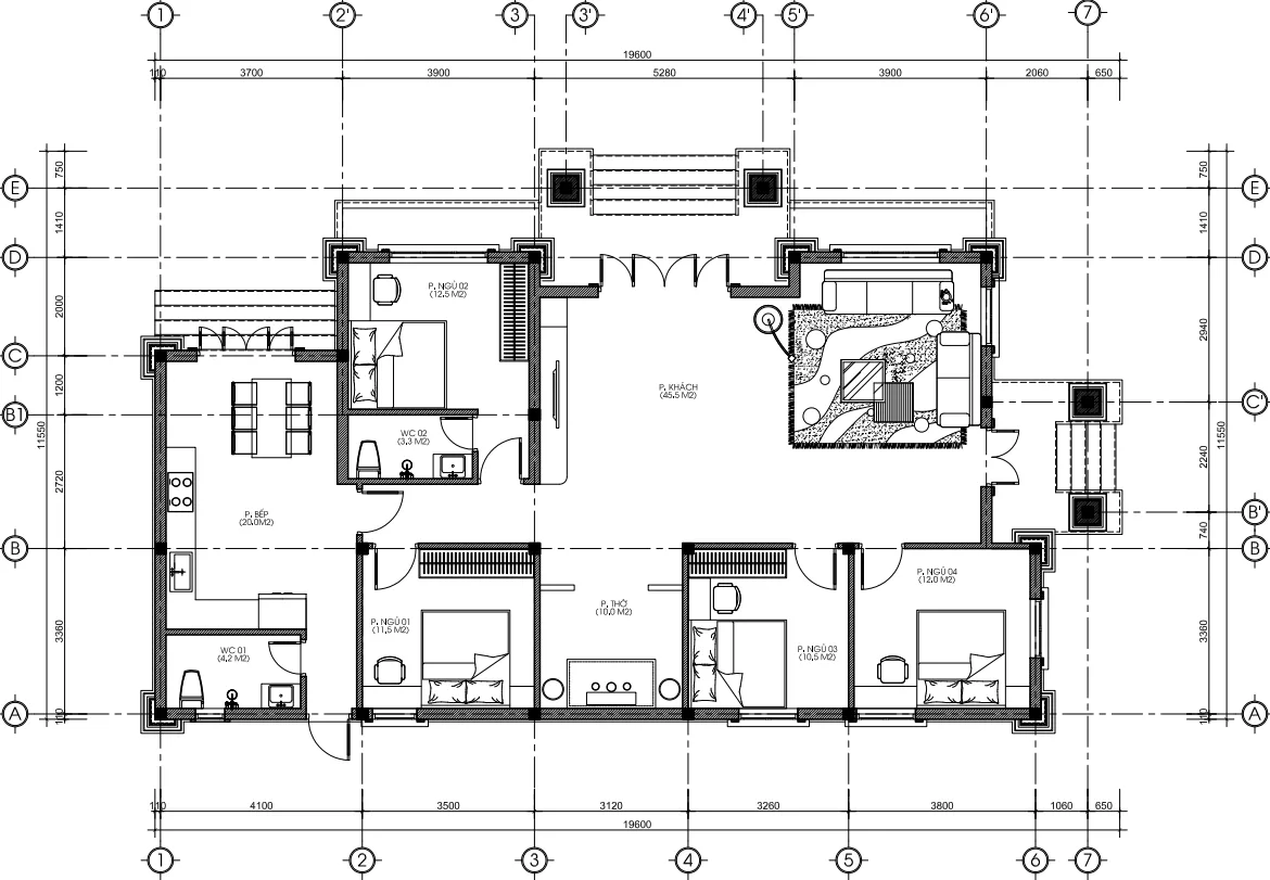 mặt bằng mẫu nhà vườn mái Nhật