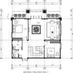 mặt bằng tầng 1 nhà 2 tầng mái Nhật