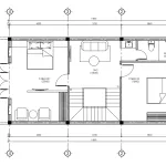 Thiết kế mặt bằng tầng 2 mẫu nhà 3 tầng đẹp với phòng ngủ Master 22m2 và phòng sinh hoạt chung ấm cúng.