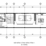 mặt bằng tầng 1 thiết kế nhà ống 2 tầng