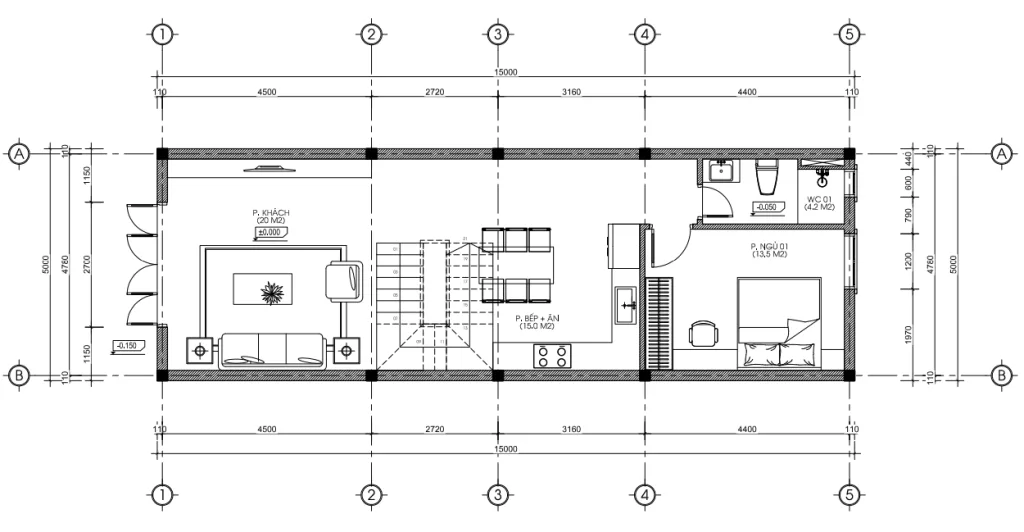 mặt bằng thiết kế nhà phố tại Hải Dương