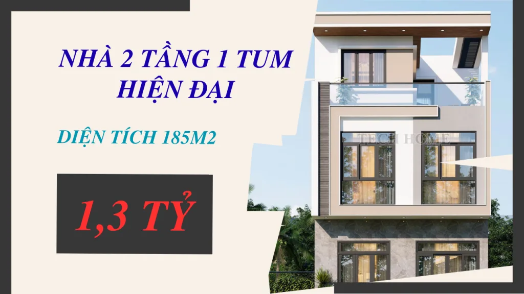 mẫu nhà 2 tầng 1 tum hiện đại