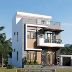 nhà 2 tầng 1 tum hiện đại