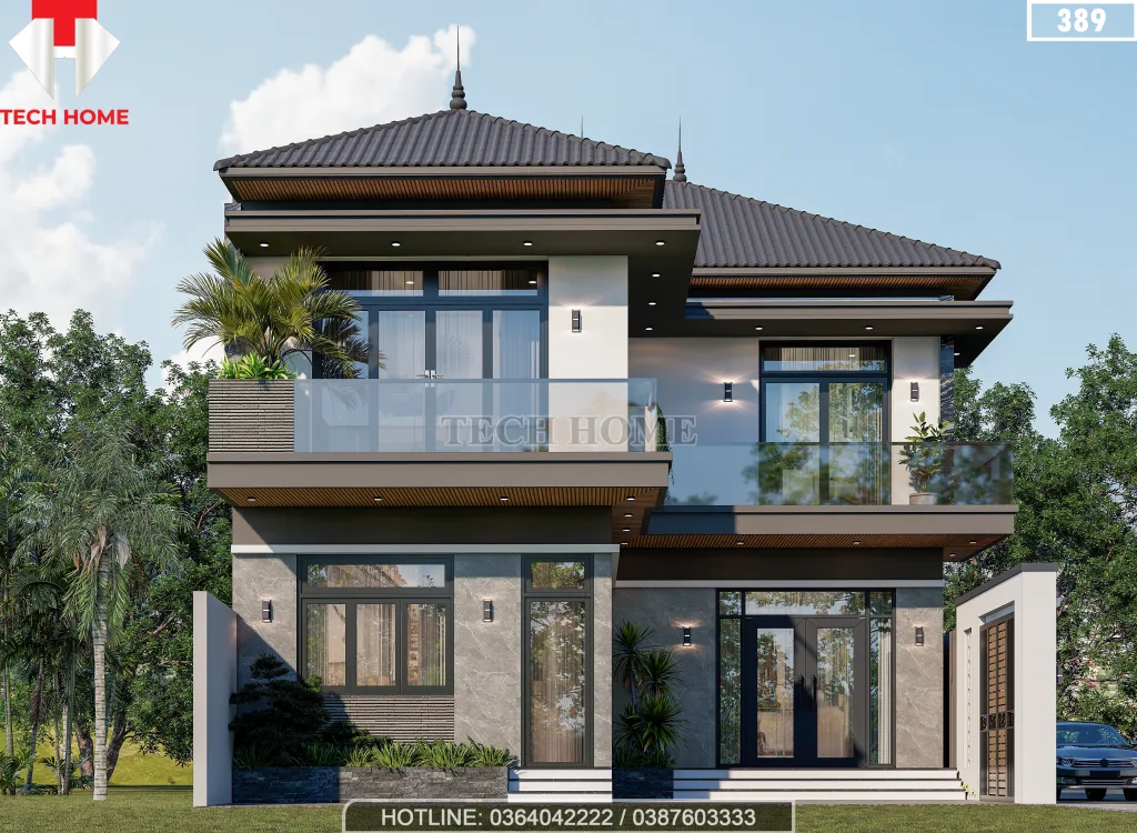 mẫu nhà 2 tầng mái Nhật