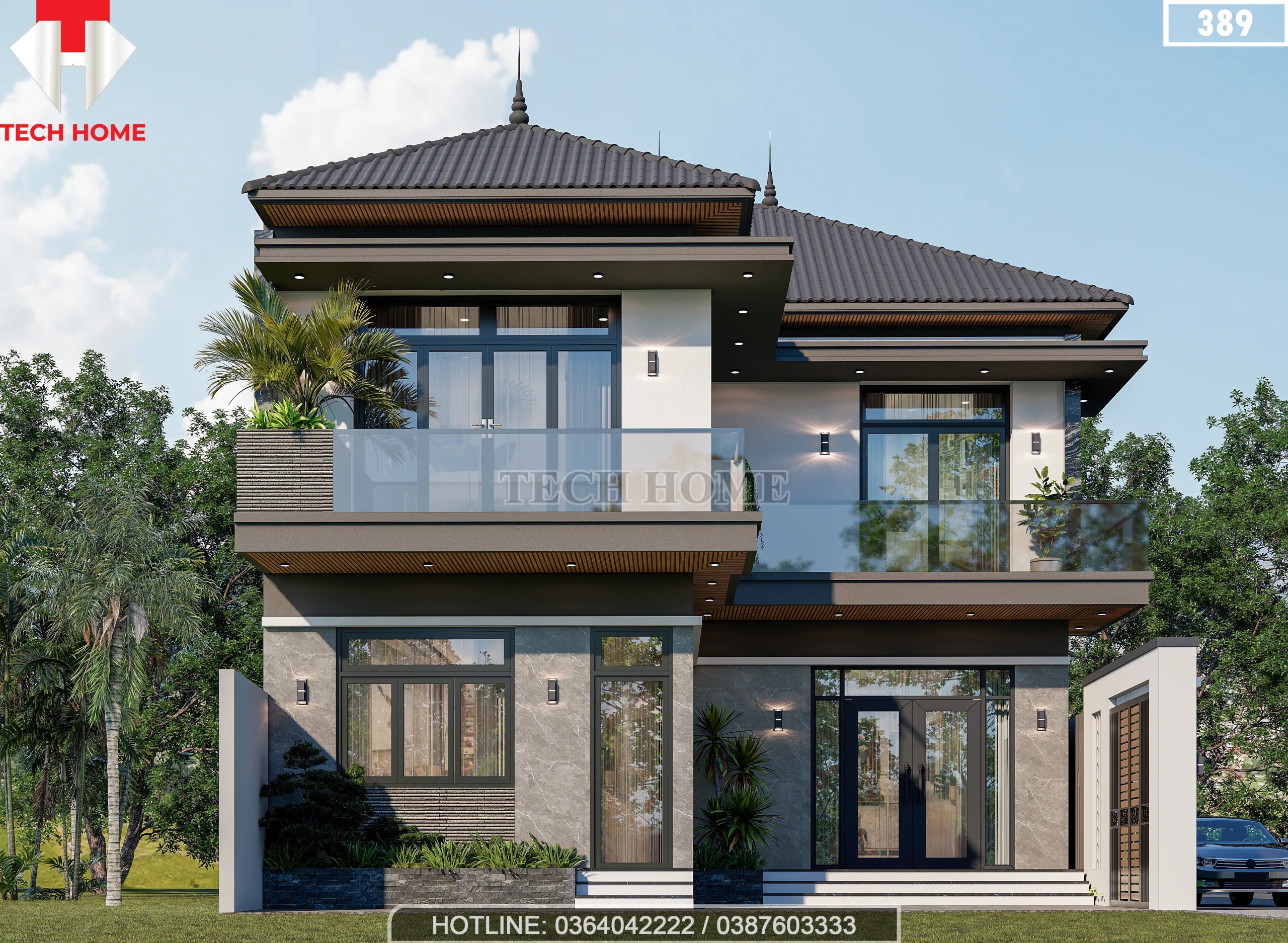 mẫu nhà 2 tầng mái Nhật