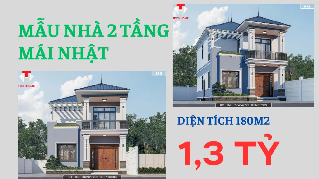 mẫu nhà 2 tầng mái Nhật