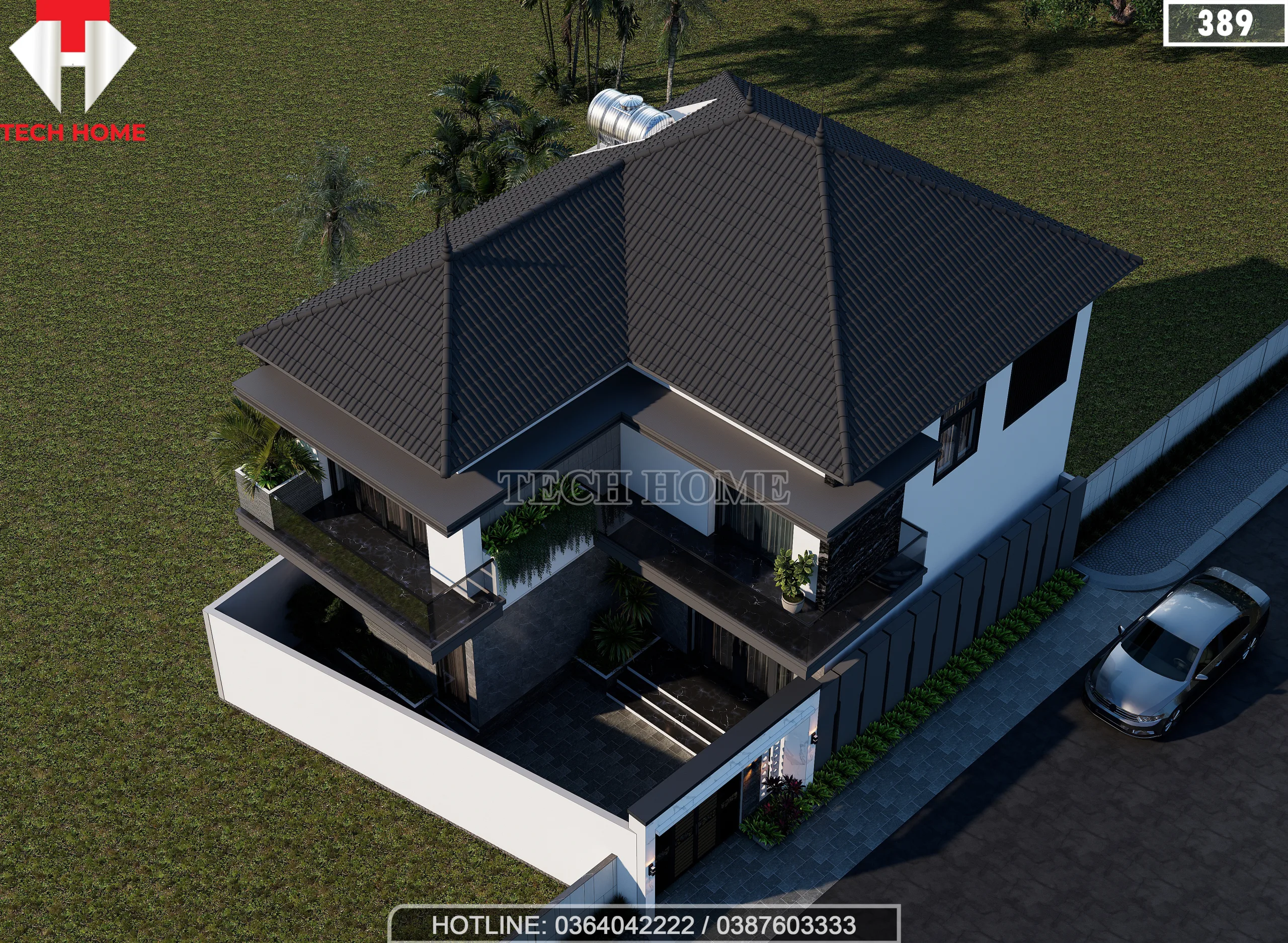 mẫu nhà 2 tầng mái Nhật