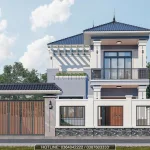 Tổng thể mẫu nhà 2 tầng mái Nhật