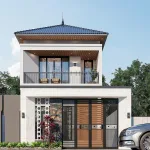 Tổng thể mẫu nhà 2 tầng mái Nhật hiện đại