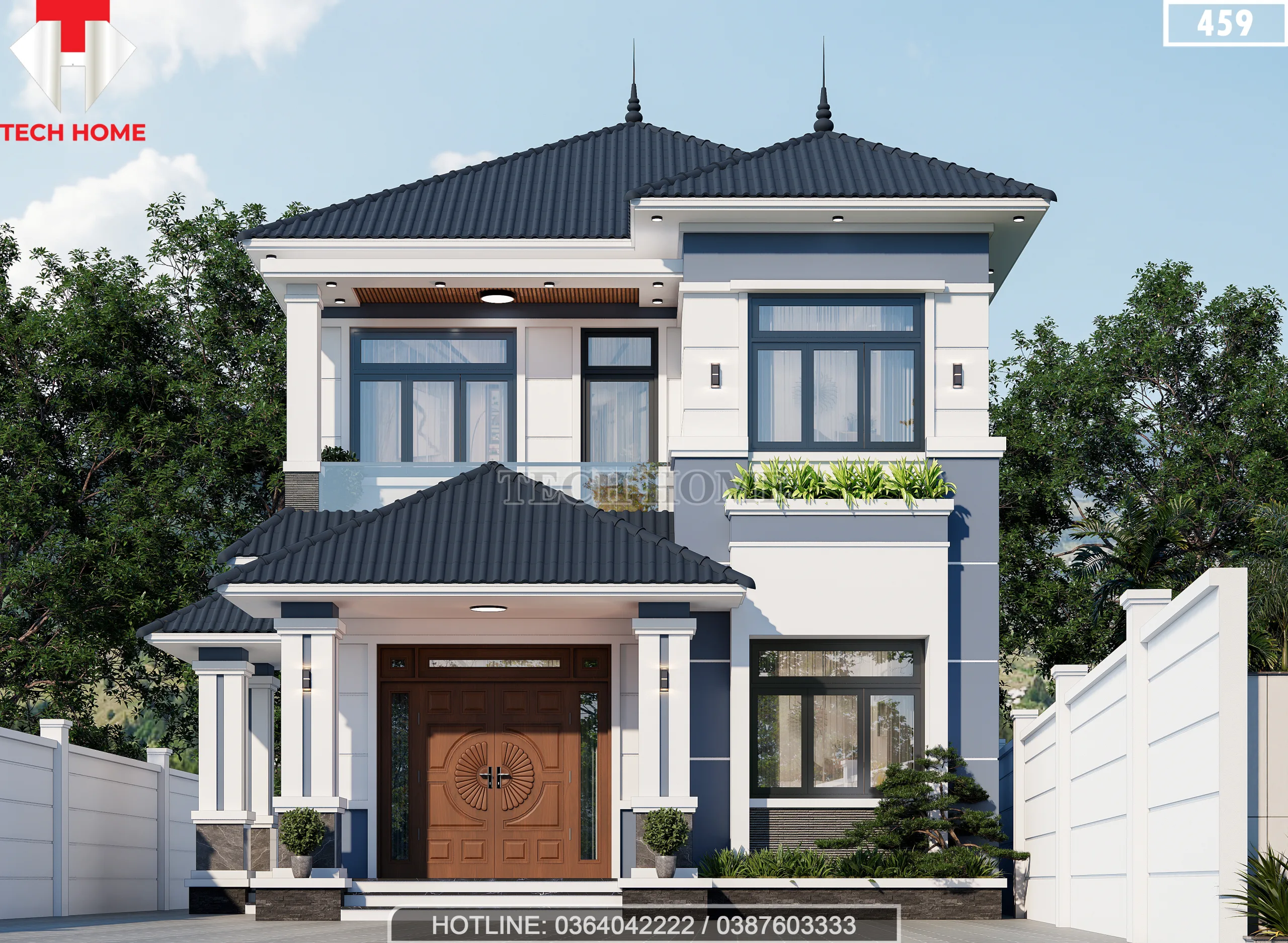 mẫu nhà 2 tầng mái Nhật