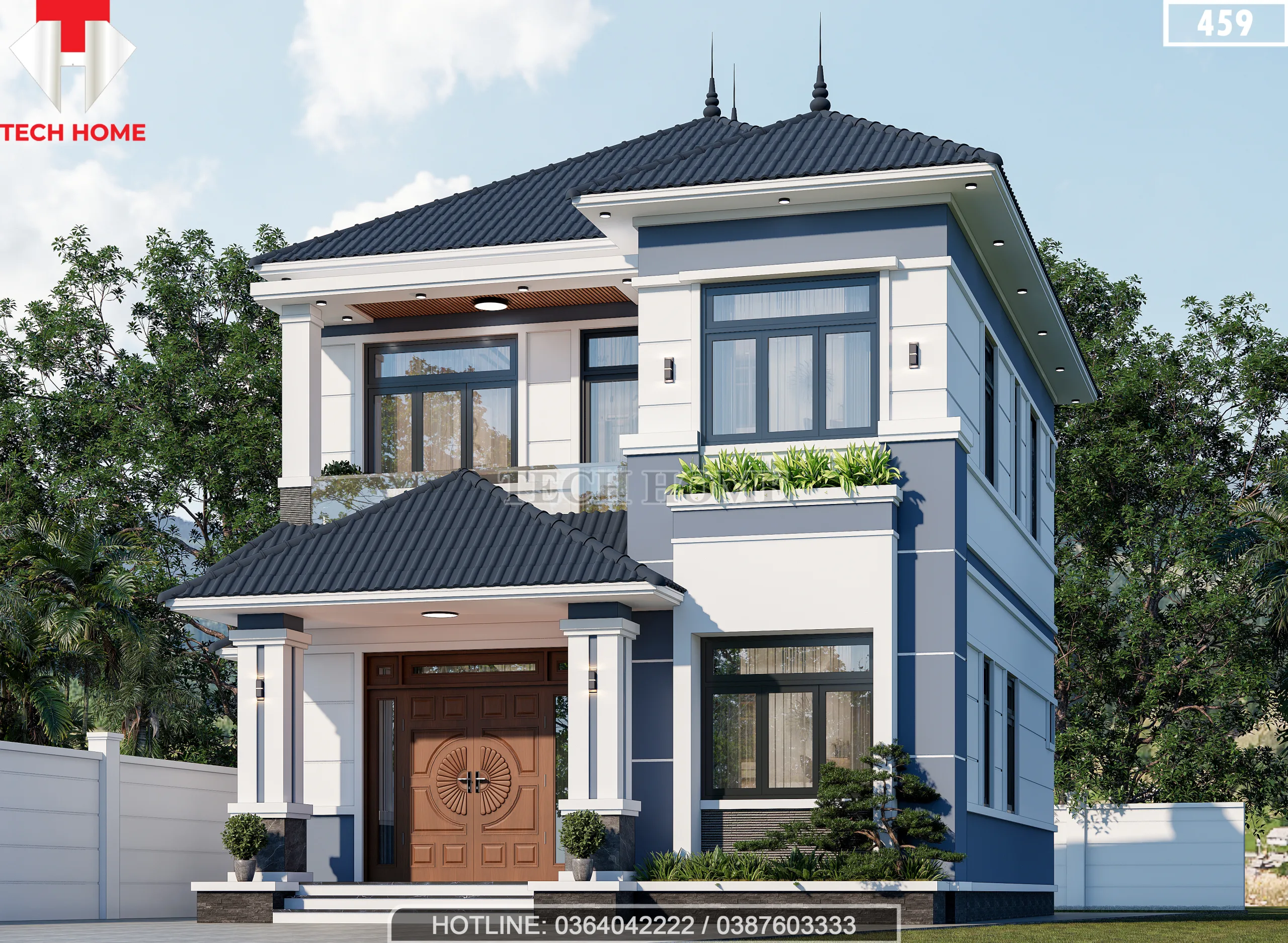 mẫu nhà 2 tầng mái Nhật