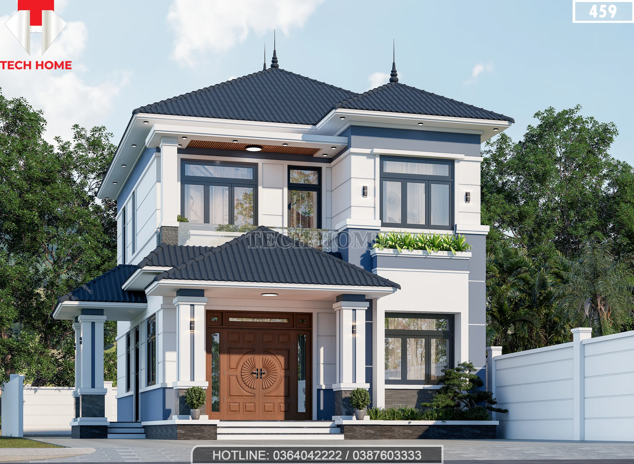 mẫu nhà 2 tầng mái Nhật