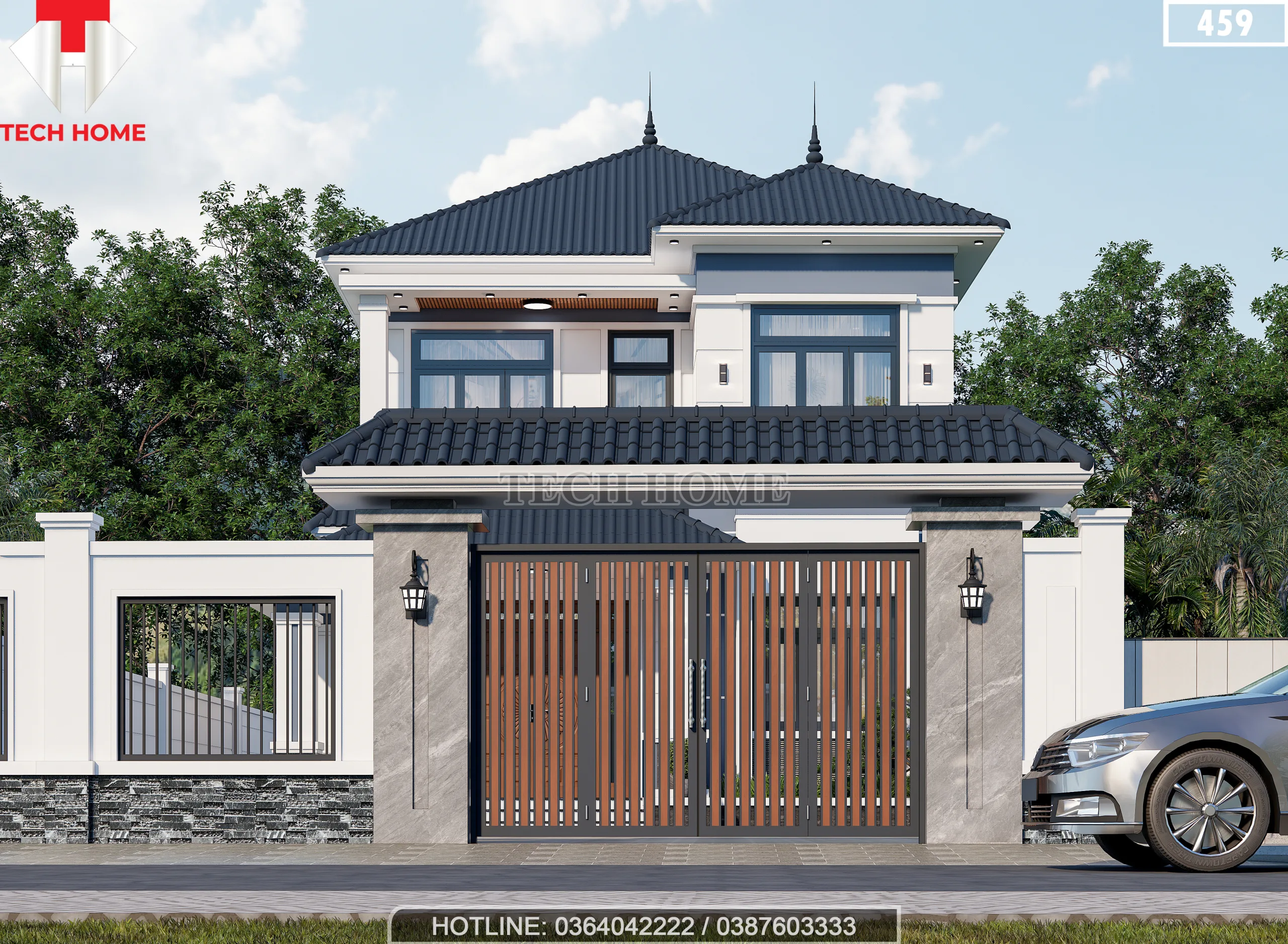 mẫu nhà 2 tầng mái Nhật