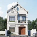Phối cảnh mặt tiền mẫu nhà 2 tầng mái Thái kiến trúc Tân cổ điển nhẹ nhàng tại Hưng Yên.