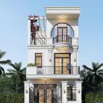 Tổng thể mẫu nhà 3 tầng đẹp phong cách Tân cổ điển