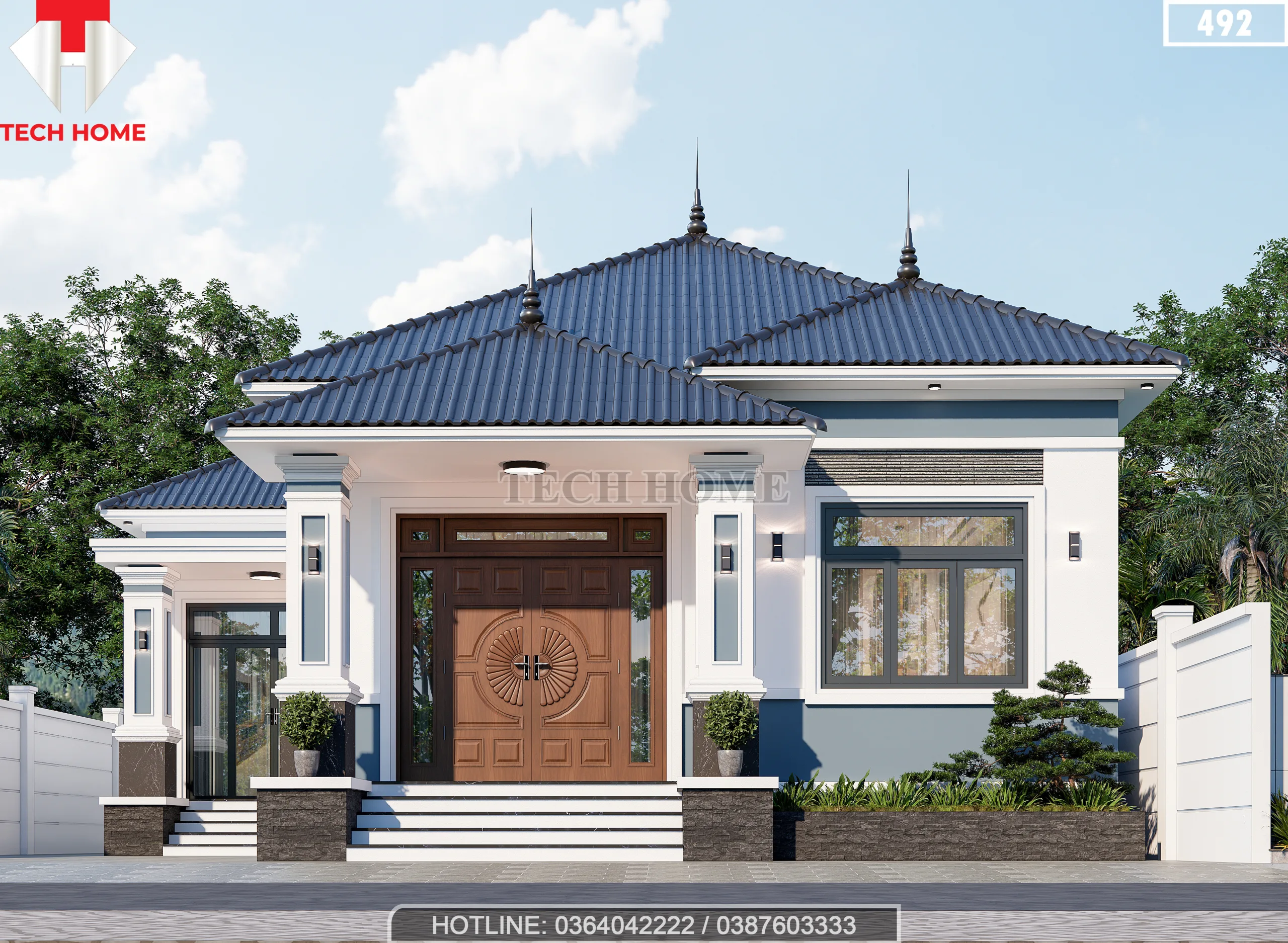 mẫu nhà cấp 4 mái Nhật 4 phòng ngủ