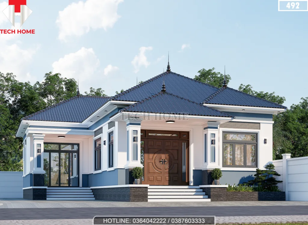 mẫu nhà cấp 4 mái Nhật 4 phòng ngủ