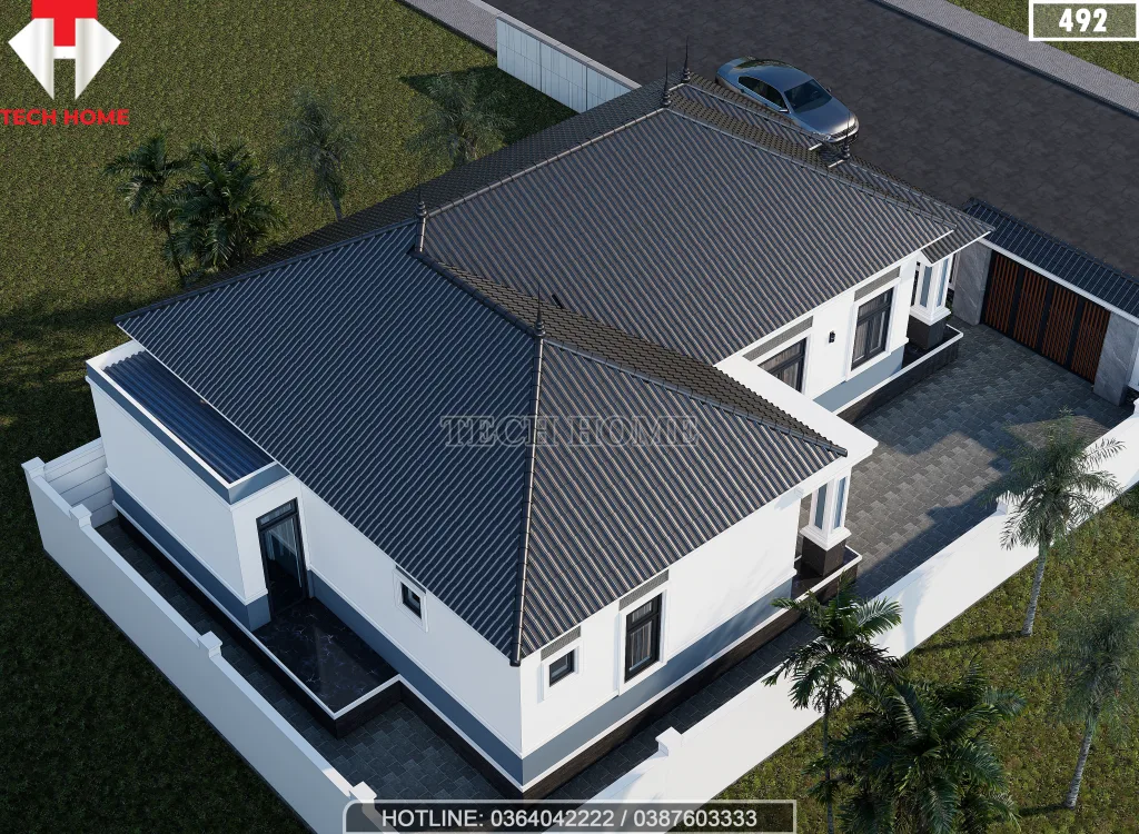 mẫu nhà cấp 4 mái Nhật 4 phòng ngủ