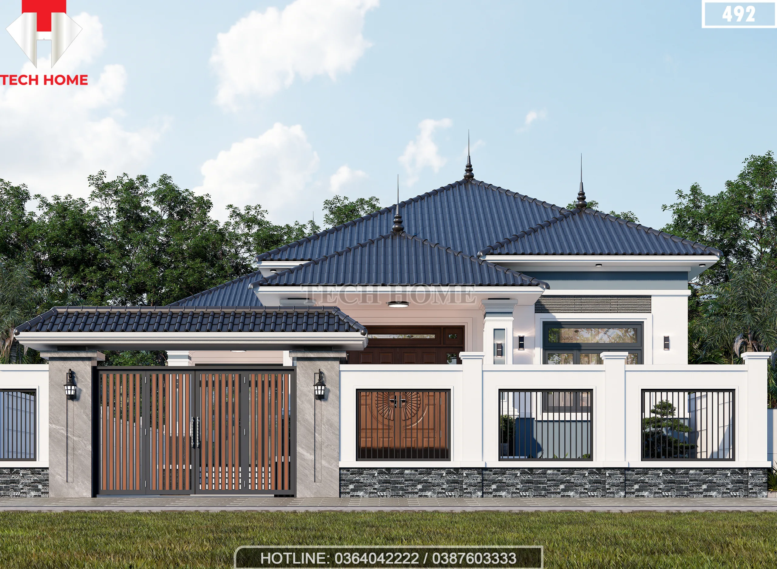 mẫu nhà cấp 4 mái Nhật 4 phòng ngủ