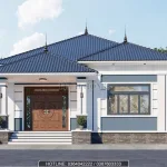 Phối cảnh mặt tiền mẫu nhà cấp 4 mái Nhật hiện đại hệ cột vuông khỏe khoắn của anh Thắng.