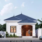 Phối cảnh mặt tiền mẫu nhà cấp 4 mái Nhật hiện đại với hệ cột vuông vững chãi tại Hà Tĩnh.