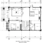 mặt bằng tầng 1 mẫu nhà mái Nhật 2 tầng