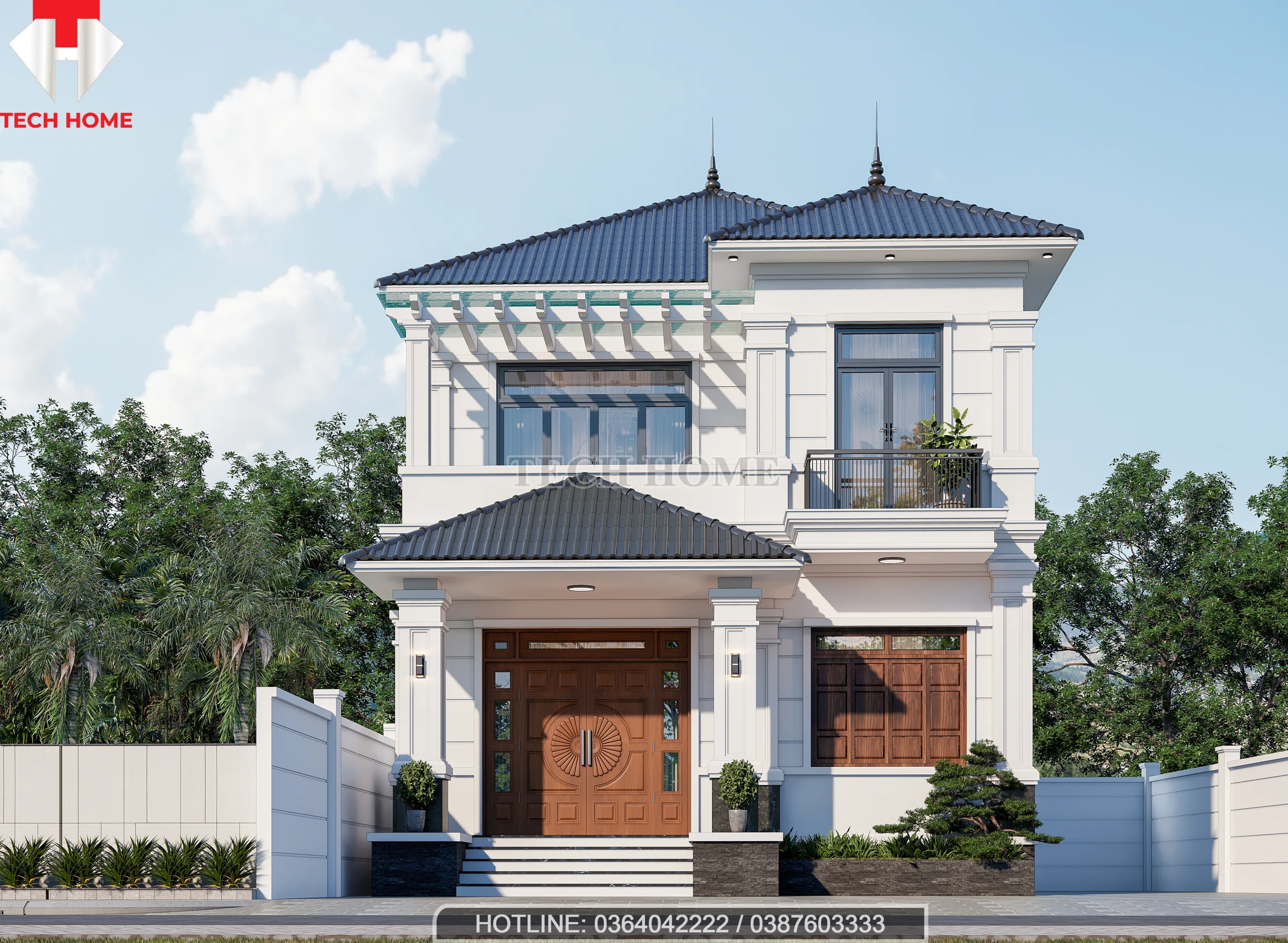 mẫu nhà mái Nhật 2 tầng