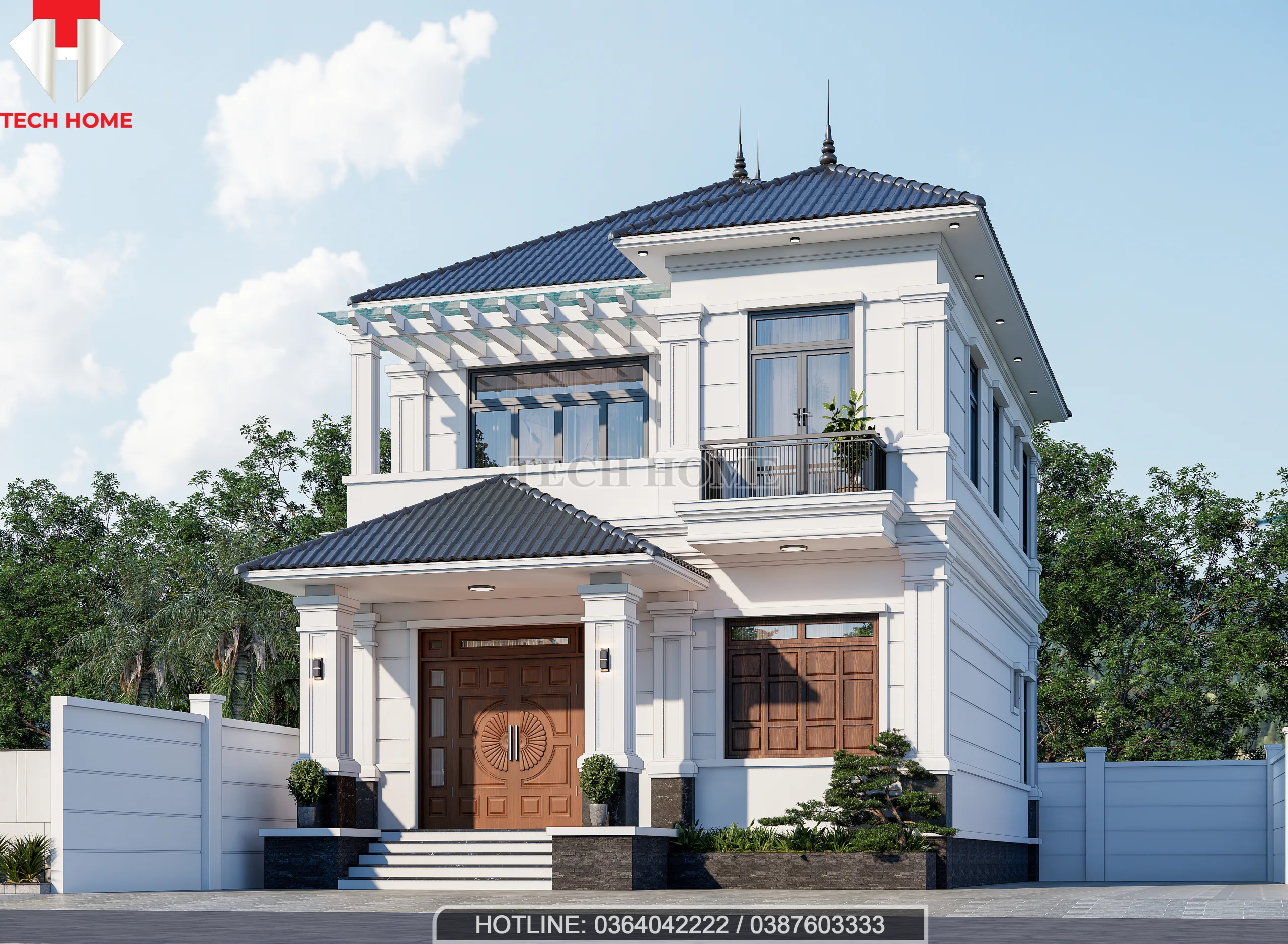 mẫu nhà mái Nhật 2 tầng