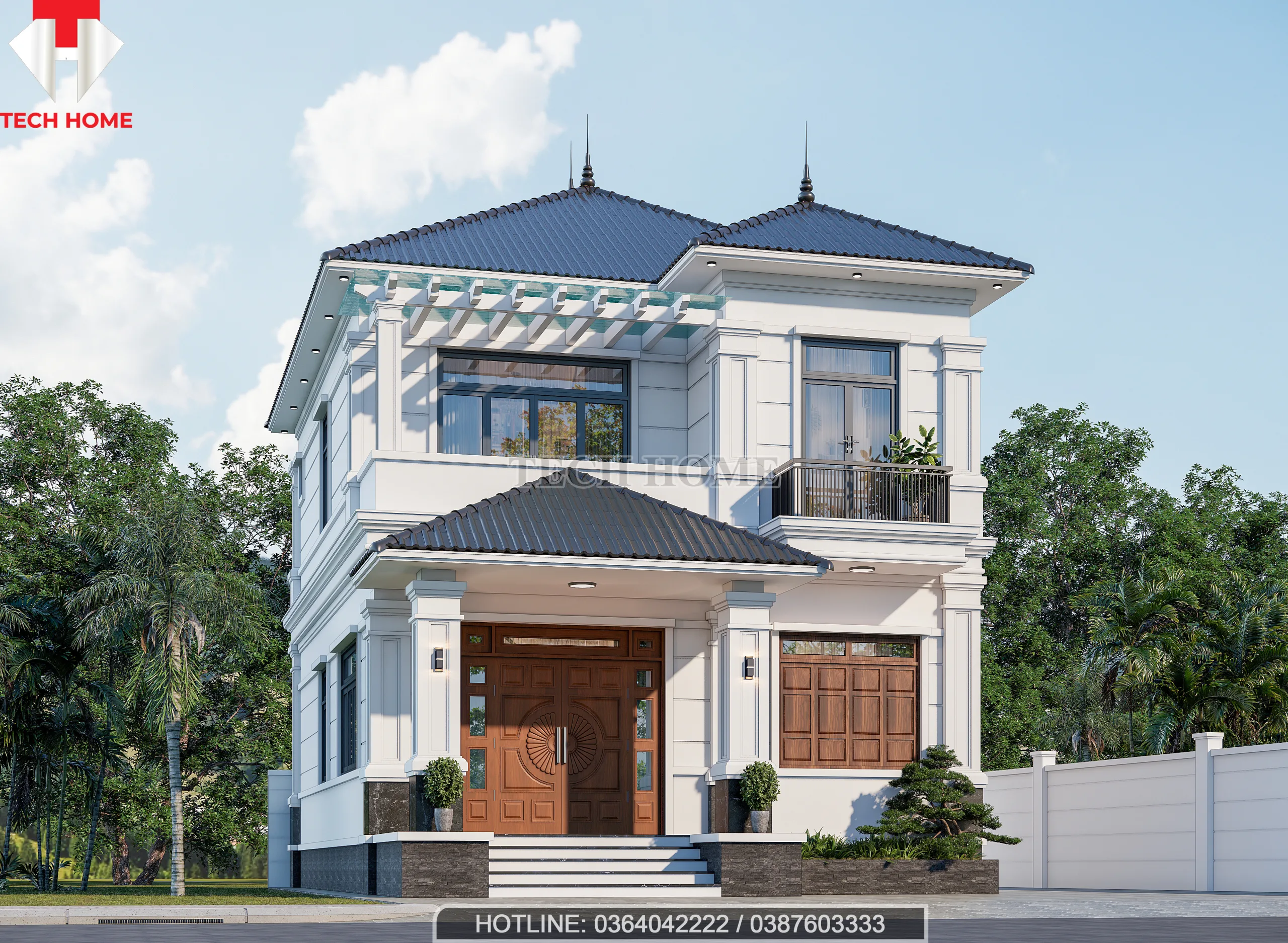 mẫu nhà mái Nhật 2 tầng