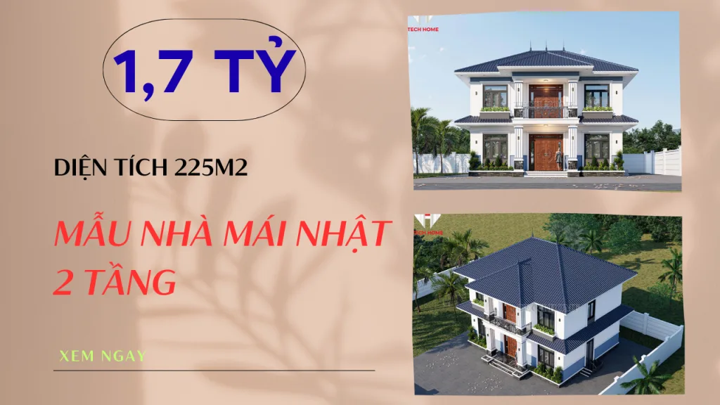 mẫu nhà mái Nhật 2 tầng