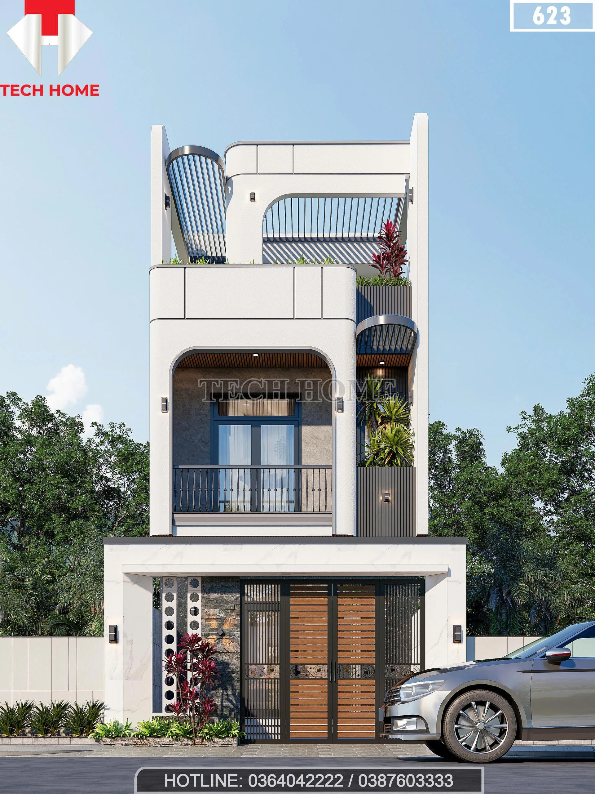 mẫu nhà ống 2 tầng 1 tum