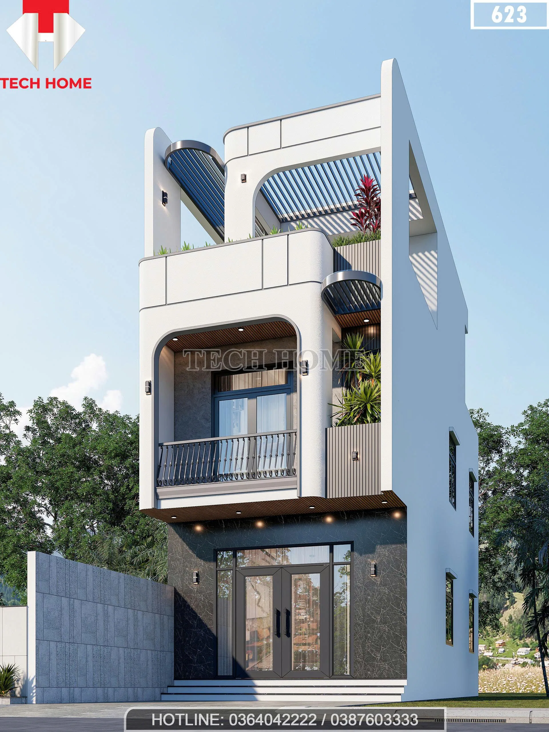 mẫu nhà ống 2 tầng 1 tum