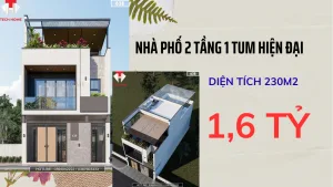 mẫu nhà phố 2 tầng 1 tum hiện đại