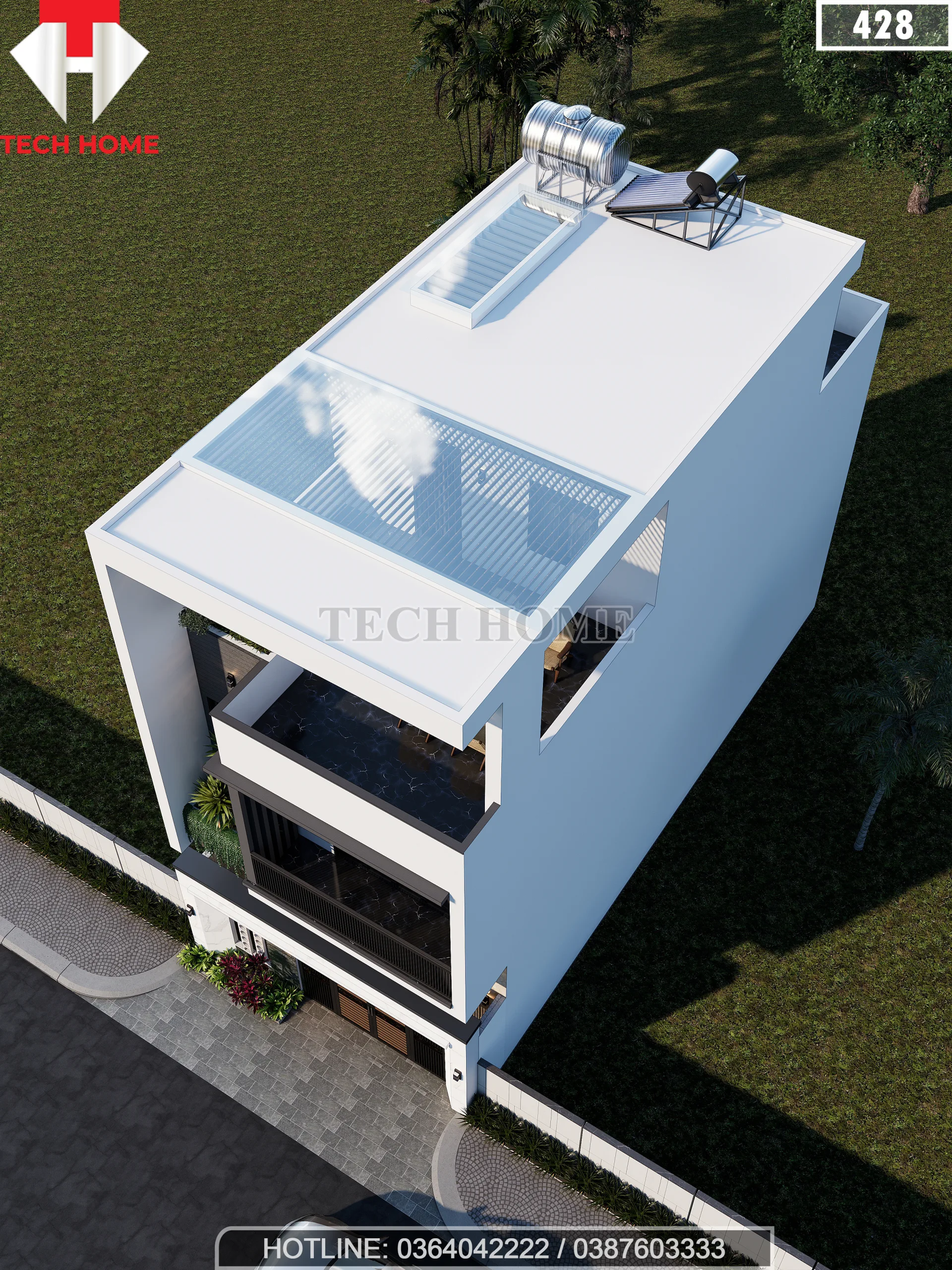 mẫu nhà phố 2 tầng 1 tum tại Phú Thọ