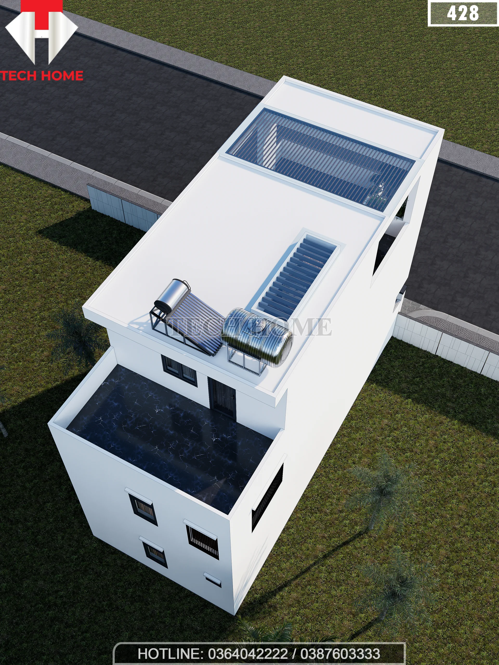 mẫu nhà phố 2 tầng 1 tum tại Phú Thọ