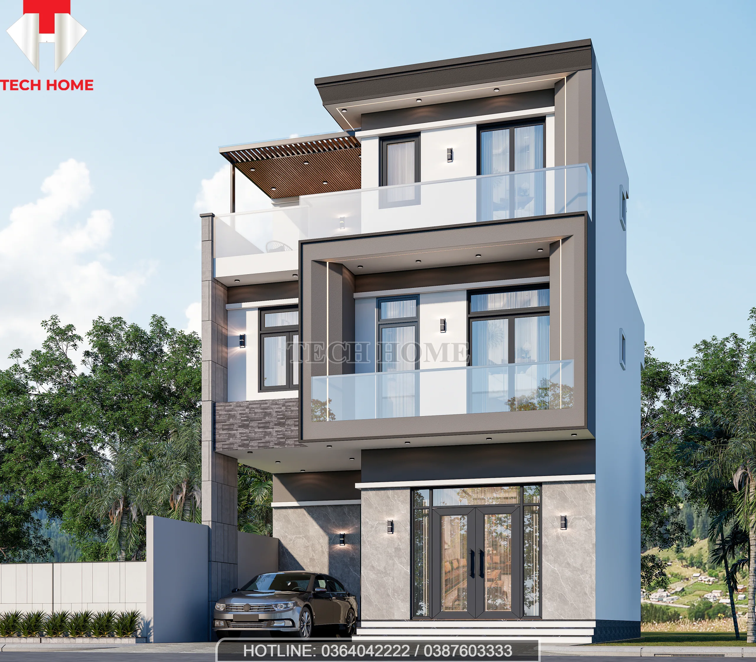 mẫu nhà phố 3 tầng hiện đại