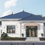 Phối cảnh mặt tiền mẫu nhà vườn mái Nhật 1 tầng đẹp hiện đại tại Vĩnh Phúc.