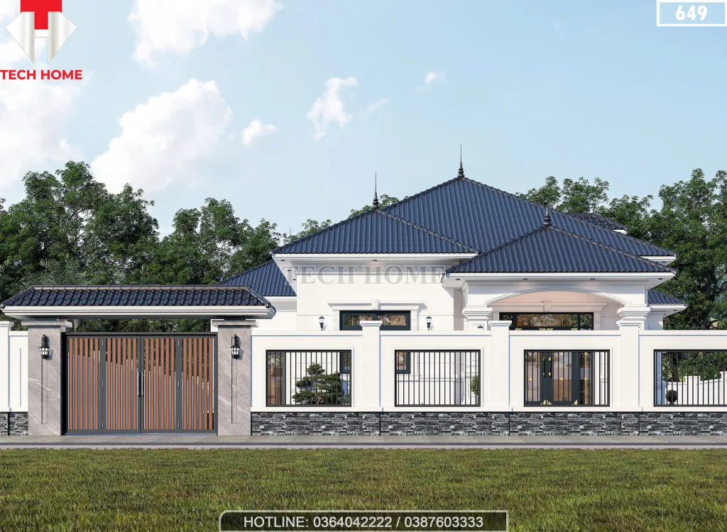 mẫu nhà vườn mái Nhật 1 tầng