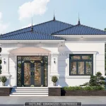 Phối cảnh mặt tiền mẫu nhà vườn mái Nhật 140m2 hiện đại, sang trọng của gia đình chị Thủy tại Hải Phòng.