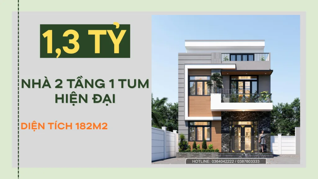 nhà 2 tầng 1 tum hiện đại